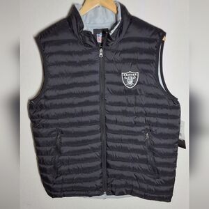 Las Vegas Raiders Antigua Men’s Black metallic Logo Full-Zip Vest Size Large